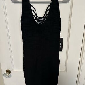 Brand New* Bebe Black Backless Dress with Strappy Detail